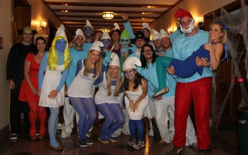 Smurfed Up: the Chicago Booth Belgian Business Students with Brennan and his wife on the far left