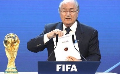 Fifa president Seep Blatter announces that Russia will host the 2018 World Cup