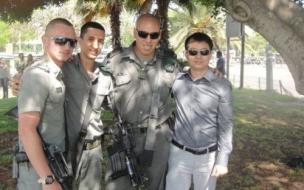 Reynold blending in with the Israeli Army Officers