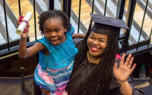 MBA mom, Divinity Matovu, graduated from Wharton with her daughter by her side